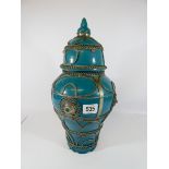 An oriental white metal mounted ginger jar and cover,