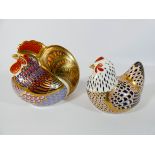 Royal Crown Derby paperweights - a Cockerel and a Chicken