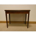 Victorian fold over top mahogany tea table on square taper legs 3' wide