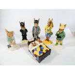 A group of six Royal Doulton Bunnykins figures: Tourist, Business Man boxed,