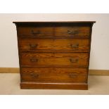 A late Victorian pitch pine chest of three long and two short drawers 3'6 wide