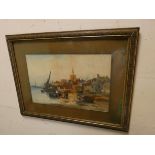 A pair of Victorian watercolours of boating scenes in gilt frames,