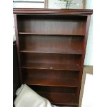 Reproduction style mahogany open bookcase 4' wide