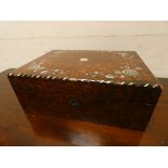 Victorian bur walnut Mother of Pearl floral inlaid writing box