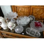 Ships decanters, punch bowl, cake stand, various other glassware,