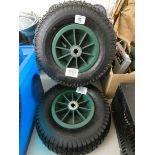 Two new trailer or barrow wheels