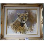 Tony Forrest original oil on canvas painting of a leopard signed lower right,