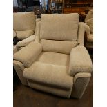 A pair of Parker Knoll electric reclining easy chairs in cream patterned material