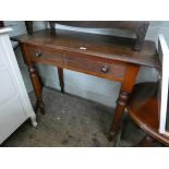 A stained pine hall table fitted one long drawer 3' wide