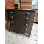 A Georgian mahogany bow front chest of drawers style commode with lift up top complete with liner