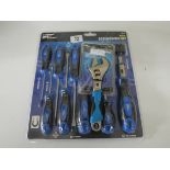 A new 40 piece screwdriver set and 6" adjustable wrench