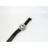 Gent's replica wristwatch on black leather strap