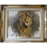 Tony Forrest original oil on canvas painting of a lions head signed lower left,