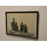 A silhouette style print of a lady with three children, overall size 11" X 16.