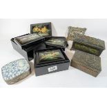 A collection of oriental metal trinket boxes,