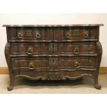 A Chinese hardwood shaped fronted chest of two long and two short drawers,