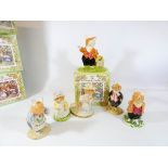A collection of six Royal Doulton Bramley Hedge Figures, Primrose Wood Mouse, Lord Wood Mouse,
