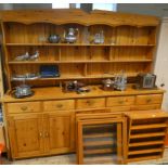 Pine kitchen dresser with open shelf back,