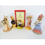A group of five Royal Doulton Bunnykins figures: Sundial, Sightseer, Harry,