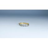 1920's 18ct gold and platinum mounted five stone diamond ring,