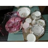 A good quality plated tray, Wedgwood tea set, fruit bowl,