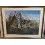 Dorothea Hyde 20th century American wildlife artist 'A family of Cheetahs' original signed lower