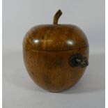 A Georgian style fruitwood apple shaped tea caddy 14cms tall