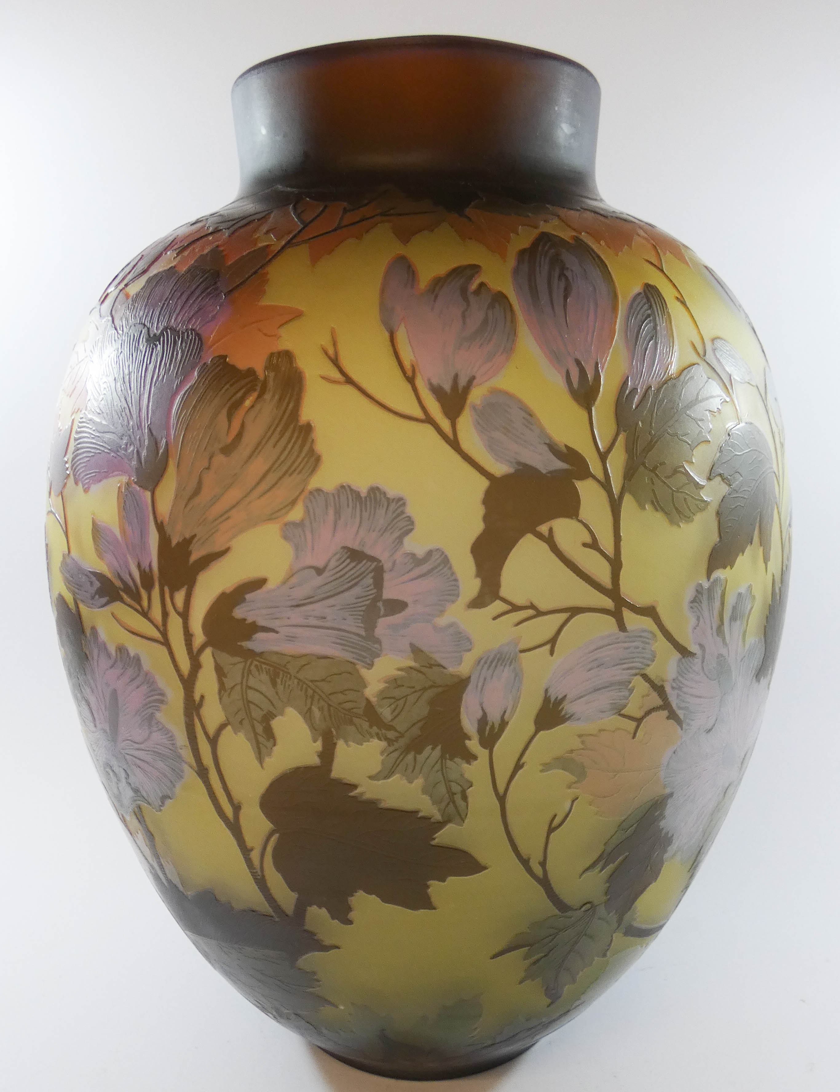 A large art glass cameo style vase bearing signature Galle, - Image 2 of 4