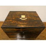 A Victorian amboyna writing box with lifting lid and fitted two drawers 12" x 9" and 8" tall