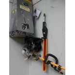 A Ryobi petrol engine strimmer with detachable end,