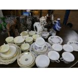 Two part tea sets, plated jugs,