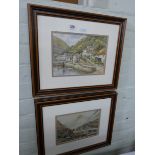 A watercolour of Lynmouth signed W Sands and a watercolour of a highland scene
