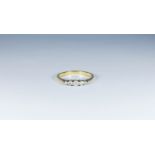 1920's five stone diamond ring on unmarked gold shank, tests as 18ct,