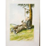 Zabezvnski, a pair of humorous watercolour of tramps,