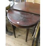 Small semi circular mahogany console table