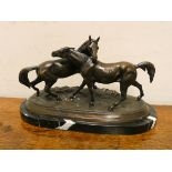 Contemporary bronze of two horses in the style of Mene,