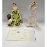 A Coalport limited edition figure of the Ascot Lady and an Acadian Collection Coalport Goose Girl