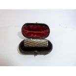A Victorian silver scent flask with glass stopper in fitted case,