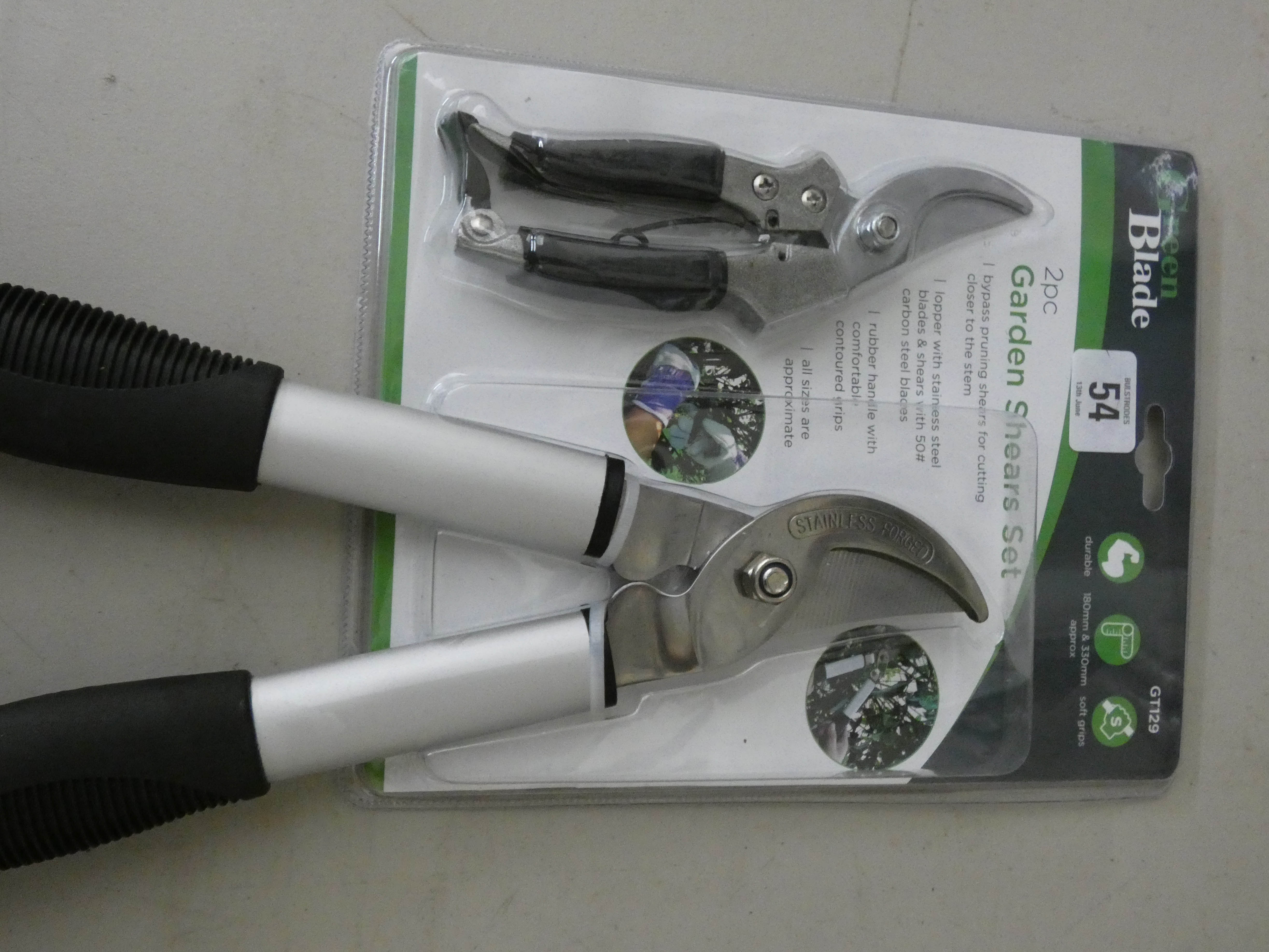 A new garden stainless pruning set of loppers and secateurs