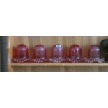 Five cranberry glass lamp shades