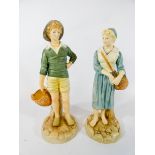 Royal Worcester Hadley collection French fisher boy and French fisher girl numbered 1886