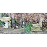 Reconstituted stone garden bird bath,