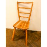 Unusual rustic elm three legged ladder back chair