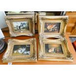Two small gilt framed Victorian style pictures of rabbits,