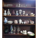 Assorted glassware, ornamental china,