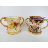 A Royal Worcester blush ivory twin handled tankard and a Copeland and Spode three handled Tyg in