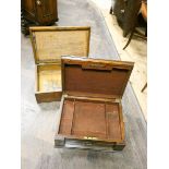 An oak fitted cutlery box - no cutlery and another oak box