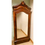 A French mahogany armoire with one large single bevelled mirror door and drawer under,