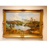 Prudence Turner, oil painting of Loch Katrine in Victorian style gilt frame,