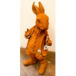 Life sized rusty cast iron rabbit garden ornament